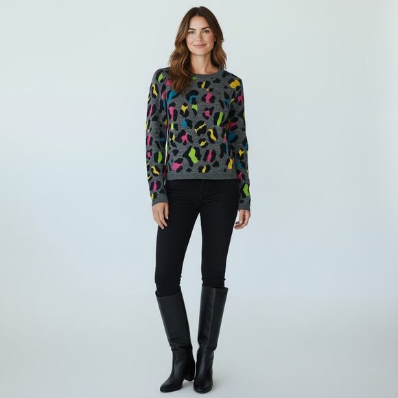 Alice + Olivia Metallic Rhodes Leopard Print Sweater - Picture 4 of 11